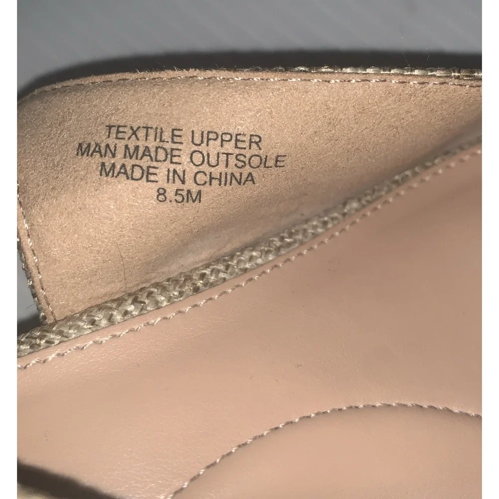 Talbots Vivi Raffia Slingback Espadrille Wedges Beige Canvas Preppy Size 8.5M